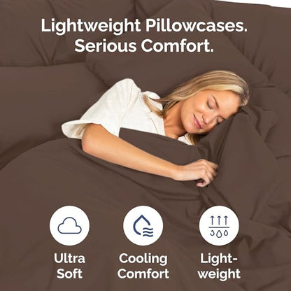King Pillow Cases Set of 10 - Ultra Soft Hotel Quality Pillowcase Covers - Comfy & Wrinkle Free - Shrink, Stain and Fade Resistant - Easy-Care, Machine Washable Pillow Protectors - 10 Pcs Set - Brown