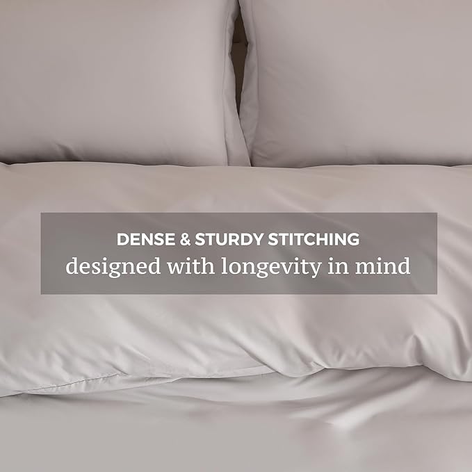 JSD Light Grey Duvet Cover Set Full Size, 3 Piece Duvet Cover with Pillow Shams, Soft Brushed Microfiber Zipper Closure, Comforter Not Included