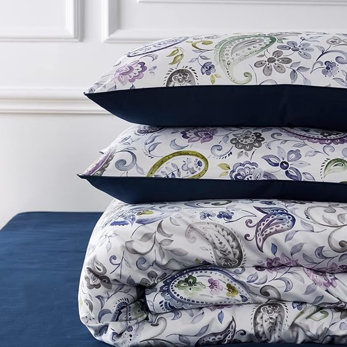 Cupocupa Duvet Cover Set;Duvet Cover Full Bedding Set Fluffy Boho Duvet Cover Set Paisley Floral Bedding Collection Duvet Cover with Pillowcases