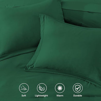 WRENSONGE Full Size Comforter Sets, 7 Pieces Emerald Green Bed in a Bag with Fitted Sheet, Flat Sheet, 2 Pillow Shams, 2 Pillowcases, Warm Bedding Sets for All Season