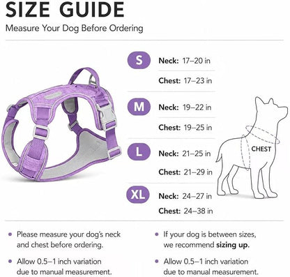 No Pull Dog Harness with Built-in Hidden AirTag & GPS Tracker Holder, Reflective Adjustable Escape-Proof Vest Harness for Small & Medium Dogs (Purple, L)