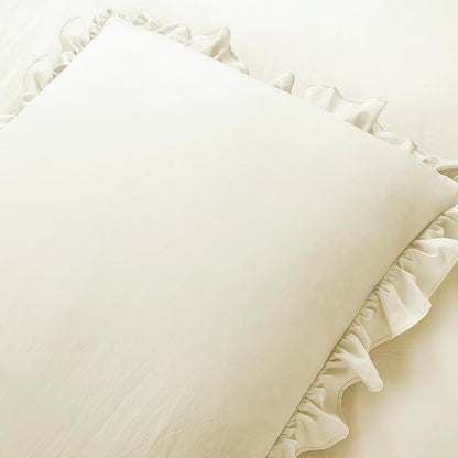 Lush Decor Ruffle Skirt Bedspread Set - 3-Piece Luxurious Farmhouse Bedding - Elegant Ruffle Detail - Timeless Style - Soft Lightweight Sheets - Queen, Ivory