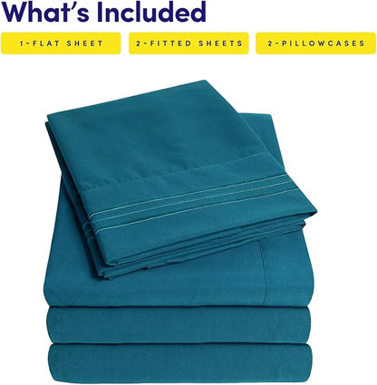 1500 Supreme Collection Extra Soft Split King Sheets Set, Denim - Luxury Bed Sheets Set with Deep Pocket Wrinkle Free Bedding, Over 40 Colors, Split King Size, Denim