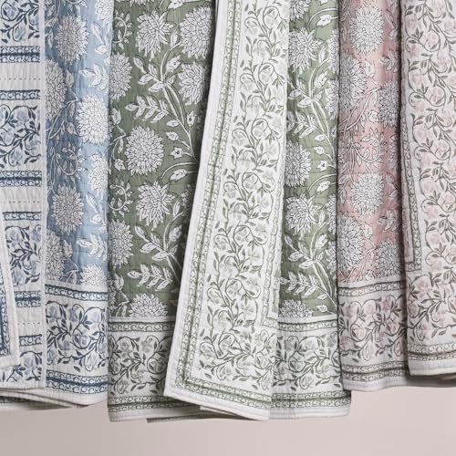 Levtex Home Adare Sage Reversible King/Cal King Quilt Set (106x92in) with 2 Pillow Shams (36x20in) - Floral Bedding - Sage White - Cotton King Size Quilt Bedding Set - Lightweight, Soft, Pre-Washed