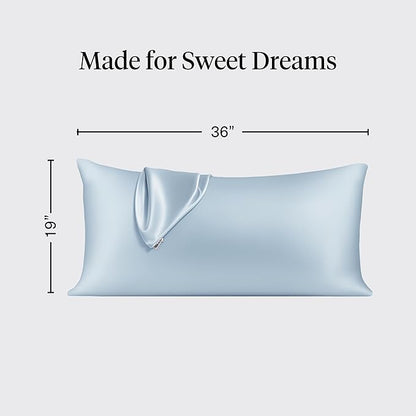 Kitsch Satin Pillowcase with Zipper for Hair & Skin - Softer Than Silk Pillow Cases, Smooth Cooling Satin Pillow Case, Wrinkle-Free, Machine Washable, King Size Satin Pillow Case 19x36 -Haze Blue