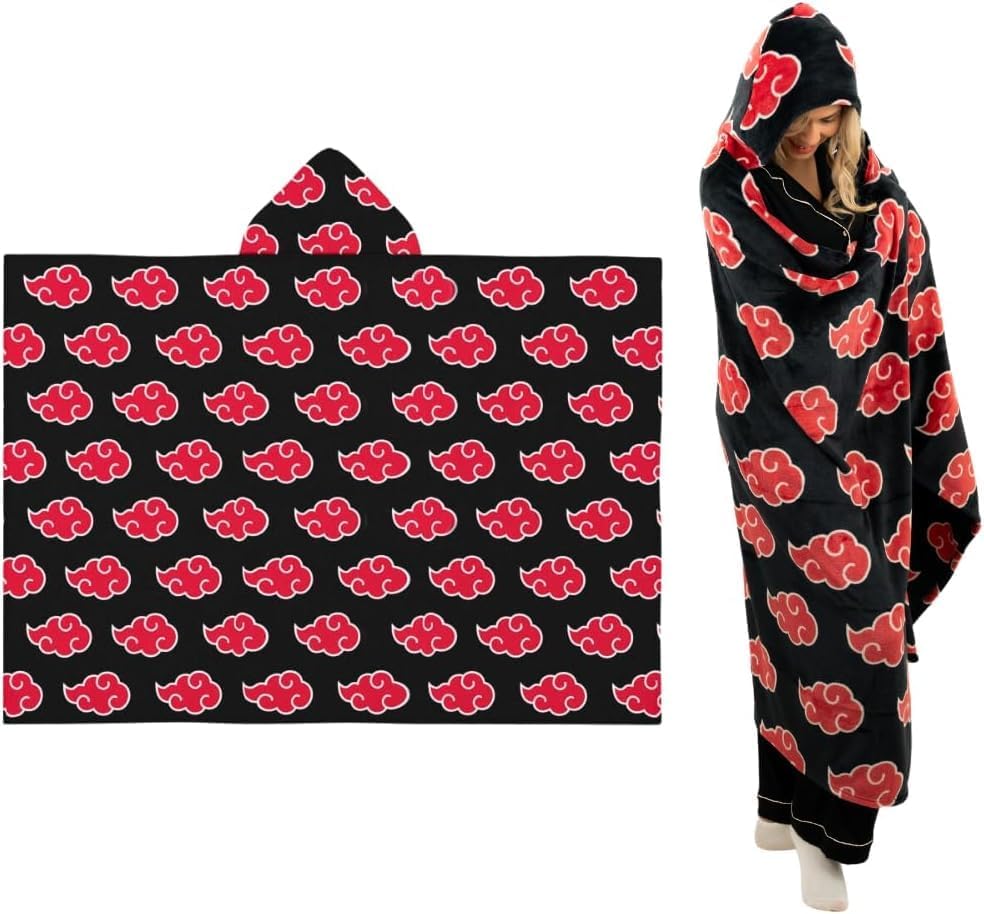 Franco Naruto Anime Akatsuki Cloud Bedding Super Soft and Cozy Wearable Hooded Throw Blanket, 70 in x 50 in (Official Licensed Product) Collectibles (Pack of 6)