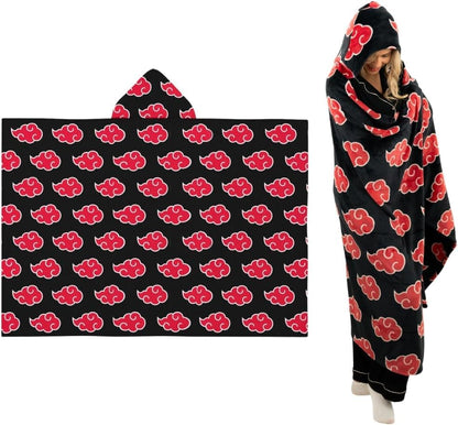 Franco Naruto Anime Akatsuki Cloud Bedding Super Soft and Cozy Wearable Hooded Throw Blanket, 70 in x 50 in (Official Licensed Product) Collectibles (Pack of 6)