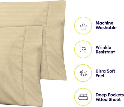 King Size Bed Sheets - 6 Piece 1500 Supreme Collection Fine Brushed Microfiber Deep Pocket King Sheet Set Bedding - 2 Extra Pillow Cases, Great Value, King, Dobby Sage
