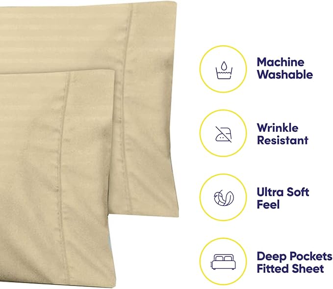 Dobby Stripe Queen Sheets - 6 Piece 1500 Supreme Collection Fine Brushed Microfiber Deep Pocket Queen Sheet Set Bedding - 2 Extra Pillow Cases, Great Value, Queen, Dobby Sage