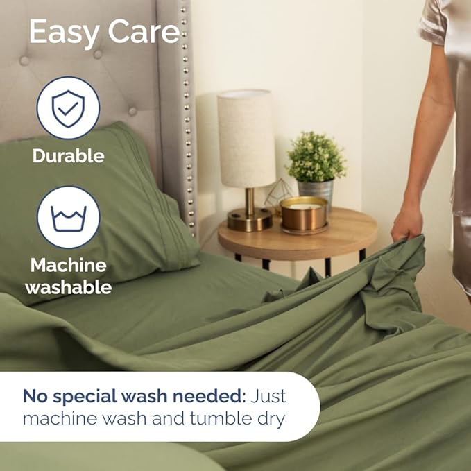 Full XL Bed Sheet - 4 Piece Full XL Bed Sheets Set - Soft, Breathable & Cooling - Hotel Luxury Bedding for Women, Men, Kids, Teens, Boys & Girls - Deep Pockets, Comfy, Fade & Wrinkle Free - Sage Green