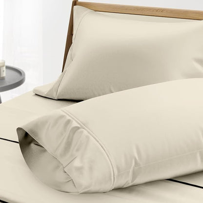 Thread Spread 100% Egyptian Cotton King Size Pillow Cases Set of 2 - Luxury 1000 Series Paradise Collection Pillow Cases King Size (Ivory), Soft Cooling Hotel Egyptian Cotton Pillowcases