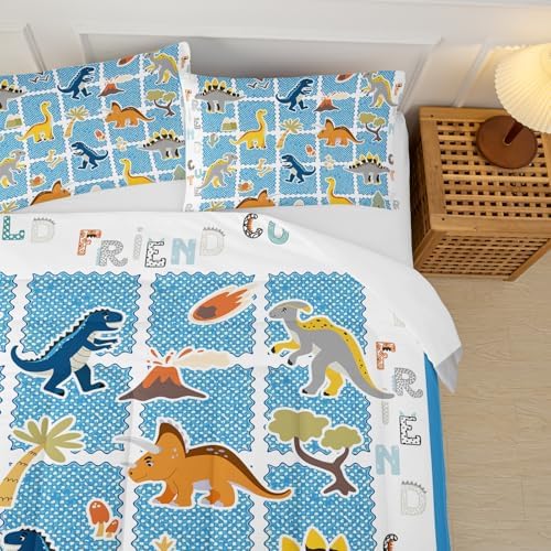 Kids Full Size Bed Comforter Set Dinosaur，Boys Full Size Bedding Set Dinosaur,3-Piece Comforter Set