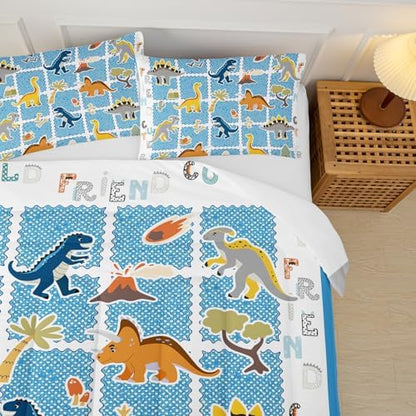 Kids Full Size Bed Comforter Set Dinosaur，Boys Full Size Bedding Set Dinosaur,3-Piece Comforter Set