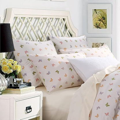 WINLIFE 100% Cotton Pillowcases Butterfly Pattern Pillow Cases Queen Size Pillow Cover Set of 2 (Queen 20x30'', Colorful Butterfly)