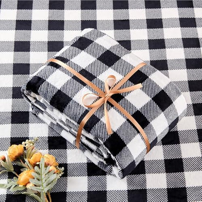 BEDELITE Plaid Flannel Sheet Set, Twin Size, Black and White, 3 Pieces