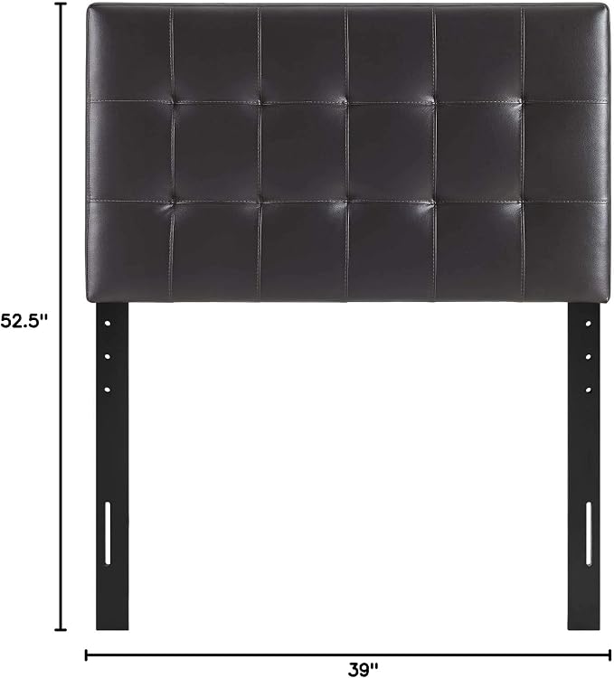 Modway Lily Tufted Faux Leather Upholstered Twin Headboard in Brown