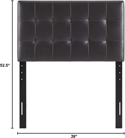 Modway Lily Tufted Faux Leather Upholstered Twin Headboard in Brown
