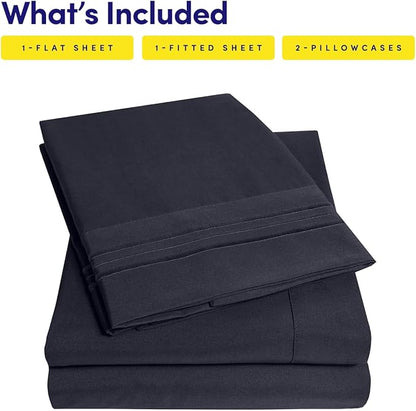 1500 Supreme Collection King Sheet Sets Navy Blue - Luxury Hotel Bed Sheets and Pillowcase Set for King Mattress - Extra Soft, Elastic Corner Straps, Deep Pocket Sheets, King Navy Blue