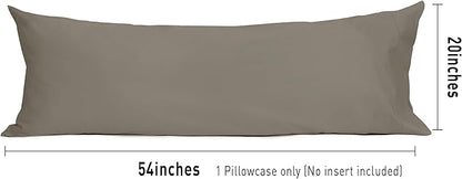 Sunflower Body Pillowcase 100% Cotton Long Pillow Cover/Case Envelope Closure 1 Pack, 20×54 inches Taupe Gray, Soft and Breathable