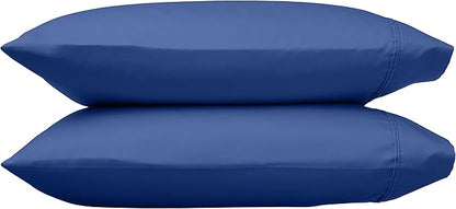Amazon Basics 400 Thread Count 100% Cotton Pillow Cases, Soft & Breathable Sateen Weave, Machine Wash, Standard Size, 20" x 30", Navy, Set of 2