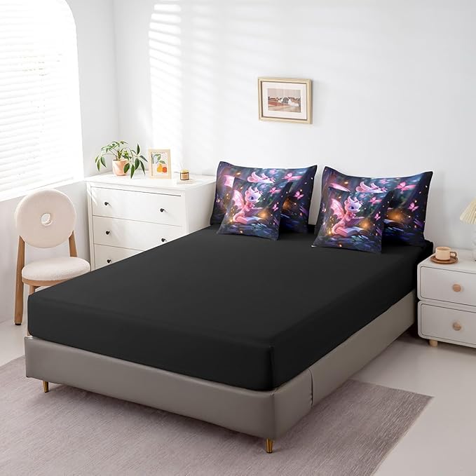 Castle Fairy 3D Western Dragon Comforter Set for Room Decor,Magical Jungle Animal Bedding Set King Size 7 Pcs,Sparkling Pink Butterfly Bed in a Bag with Comforter, Sheets, Pillowcases & Cushion Cover