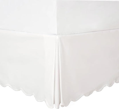 HIG Off-White Chic King Bed Skirt - Easy Fit Scallop Edge Pleated Bedskirts, 14 Inch Drop Anti-Slip Dust Ruffle, Thick Fabric for Enhanced Privacy, Pre-Washed for Long-Lasting Use(N60022)