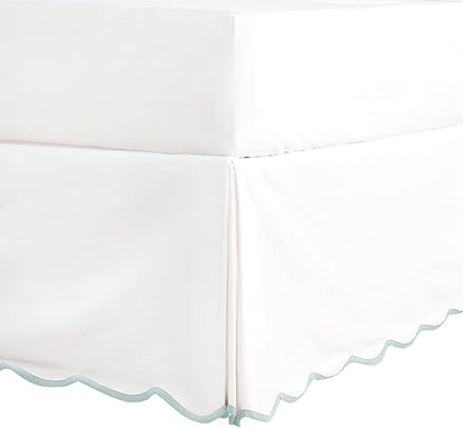 HIG Off White Chic King Bed Skirt - Easy Fit Scallop Edge Pleated Bedskirts, 14 Inch Drop Anti-Slip Dust Ruffle, Thick Fabric for Enhanced Privacy, Pre-Washed for Long-Lasting Use(N60022)
