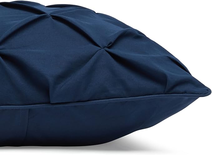 Amazon Basics 2-Piece All-Season Down-Alternative Comforter Bedding Set, Pinch Pleat Design with Piped Edges, Twin/Twin XL, Navy Blue