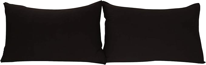 Stretch Pillowcases Standard Size 2 Pack - Micro Jersey Knit & Ultra Soft - Set of 2 Pillow Cases, Black