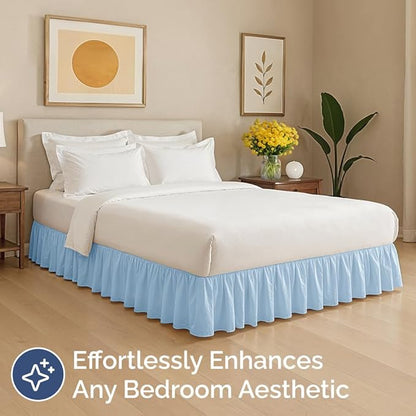 Bedskirt Twin Size Ruffle - 15 inch Drop Dust Ruffle Bed Skirt with Platform - Soft, Easy Fit, Premium Hotel Quality - Wrinkle, Fade & Shrink Resistant - for Women, Men, Kids and Teens - Light Blue