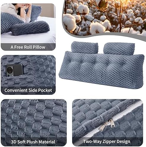 EUHAMS Headboard Pillow Twin with Neck Roll, Triangular Backrest Pillow