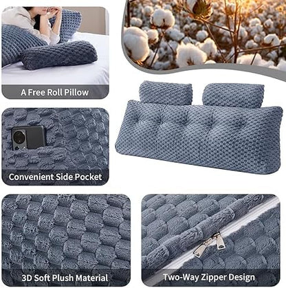 EUHAMS Headboard Pillow Twin with Neck Roll, Triangular Backrest Pillow