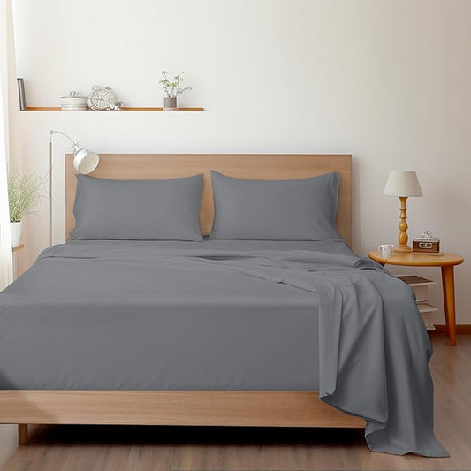 SPRINGSPIRIT Twin Sheets Set, 4 Piece Bed Sheets Set, Deep Pockets, Super Soft, Breathable, Grey
