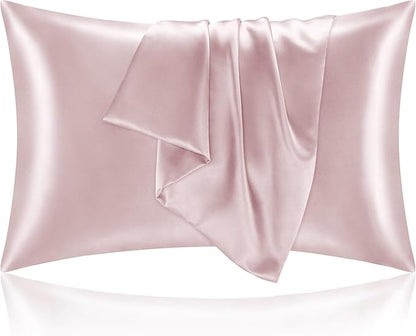 BEDELITE Satin Pillowcase for Hair and Skin, Super Soft and Cooling Similar to Silk Pillow Cases 2 Pack with Envelope Closure, Gift for Women Men(20"x40" King Size, Lotus Pink)