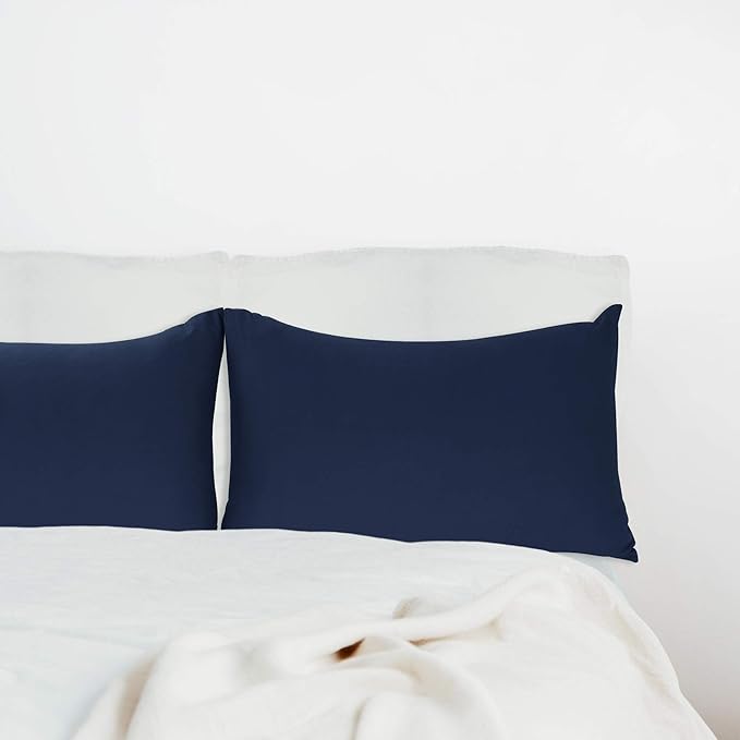Stretch Pillowcases - Micro Jersey Knit & Ultra Soft, Standard Size - Set of 2 Pillow Cases, Navy