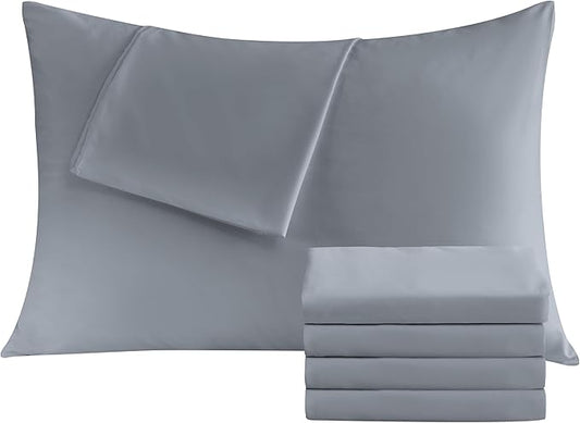 Pillowcases Queen 4 Pack, 20x30 Pillow Cases with Envelope Closure, Soft Plain Brushed Microfiber Covers Breathable Wrinkle-Resistant, Gray