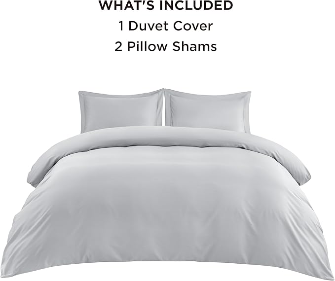 Bedsure Cooling Duvet Cover King Size - Moisture Wicking and Silky Eucalyptus Lyocell Cotton Hybrid Comforter Cover Set for Hot Sleeper - Buttery Soft and Breathable, Cooling Bedding Set, Silver Grey