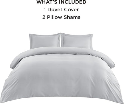 Bedsure Cooling Duvet Cover King Size - Moisture Wicking and Silky Eucalyptus Lyocell Cotton Hybrid Comforter Cover Set for Hot Sleeper - Buttery Soft and Breathable, Cooling Bedding Set, Silver Grey