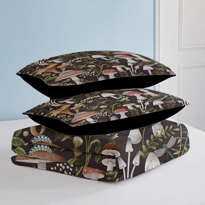 Soulzzz Soft Mushroom Printed Comforter - Queen Size Luxurious Mushroom Bedding Set - Home Decor for Girls & Boys