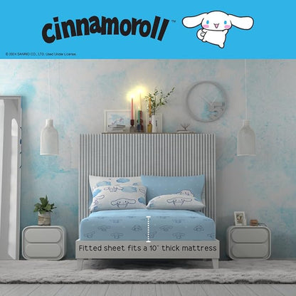 Cinnamoroll Bedding 5 Piece Super Soft Cozy Reversible Comforter and Sheet Set with Sham, Twin, (100% Official Licensed Product) by Franco