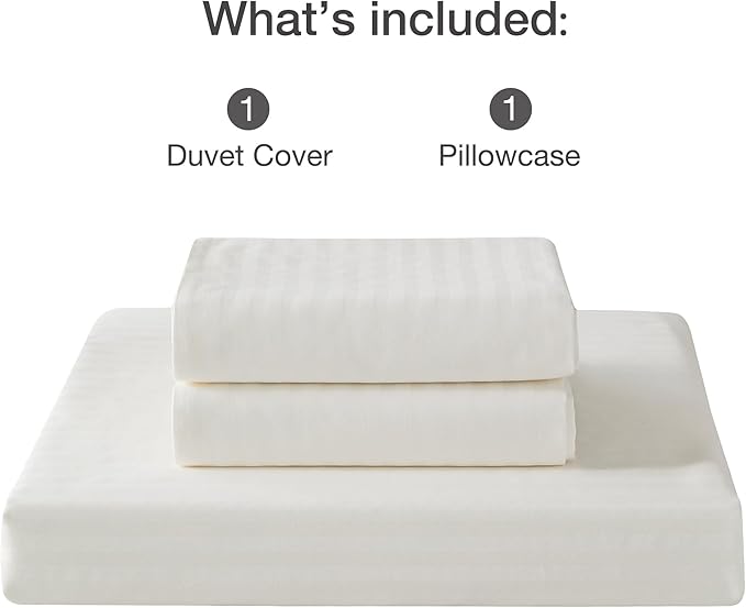 JELLYMONI 100% Natural Cotton 2pcs Striped Duvet Cover Sets, Satin Striped Printing Pattern Duvet Cover Set, with Zipper Closure & Corner Ties(TwinXL Size)