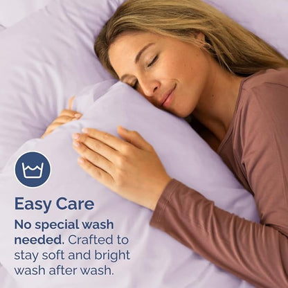 King Pillow Cases Set of 4 - Ultra Soft Hotel Quality Pillowcase Covers - Comfy, Cozy & Wrinkle Free - Shrinkage and Fade Resistant - Machine Washable Pillow Protectors - 4 Piece Set - Light Lavender