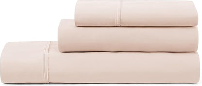 UGG Hedi Twin Sheet Set 3-Piece Luxury Cooling Sheets Deep Pockets Premium Bedding with 1 Pillow Sham Hypoallergenic Machine Washable Soft Lightweight Bed Set for Dorm or Kid Bunk, Twin, Shell Pink