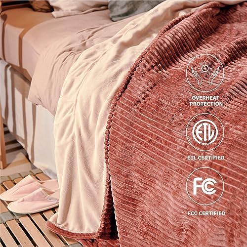 Heated Blanket Twin Size, 6 Heat Levels Electric Blanket, Red