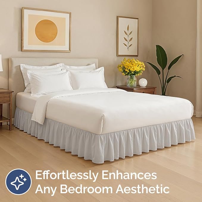 Bedskirt Full Size Ruffle - 15 inch Drop Dust Ruffle Bed Skirt with Platform - Soft, Easy Fit, Premium Hotel Quality - Wrinkle, Fade & Shrink Resistant - for Women, Men, Kids and Teens - French Grey