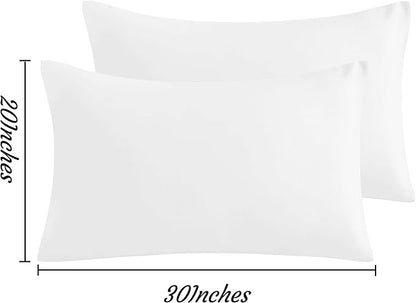 NTBAY Queen Pillow Cases Set of 2, 2 Pack Brushed Microfiber Pillow Cases, Soft, Wrinkle, Fade, Stain Resistant Pillow Cases with Envelope Closure, 20x30 Inches, White
