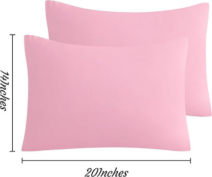 NTBAY Toddler Pillow Cases Set of 2, 2 Pack Brushed Microfiber 14x20 Pillow Cases, Soft, Wrinkle, Fade, Stain Resistant Pink Pillow Cases with Envelope Closure, 14x20 Inches, Pink