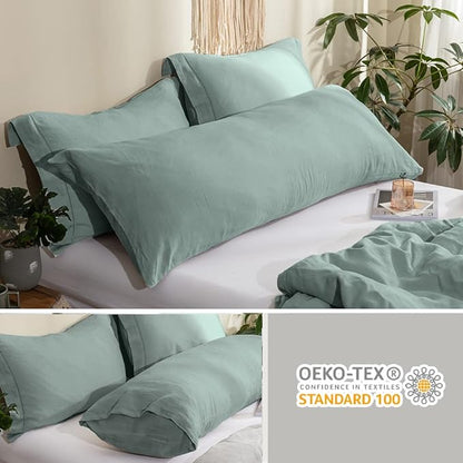 Simple&Opulence Body Pillow Cover 20" x 54",100% Pure Linen, Ultra Soft and Breathable, Body Pillowcase with Envelope Closure for Adults (Greyish Green)