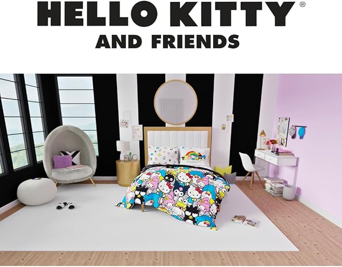 Franco Collectibles Hello Kitty & Friends Bedding 7 Piece Super Soft Comforter and Sheet Set with Sham, Full, (Official Licensed Product)