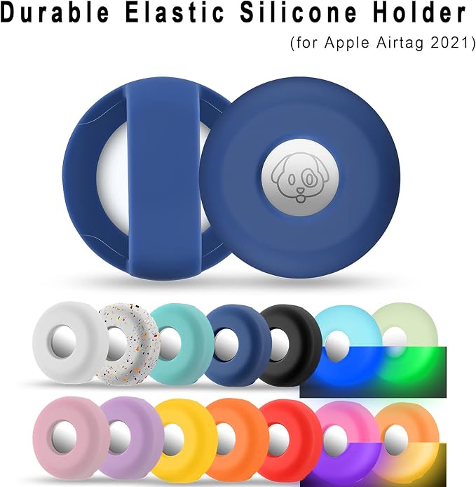 for Airtag Holder for Dog Collar, Cibaabo Silicone Air Tag Case Cover | for 0.8-1.2inch Pet Collar | doesn't dangle | Compact | Easy Installation | Compatible with Apple Airtags